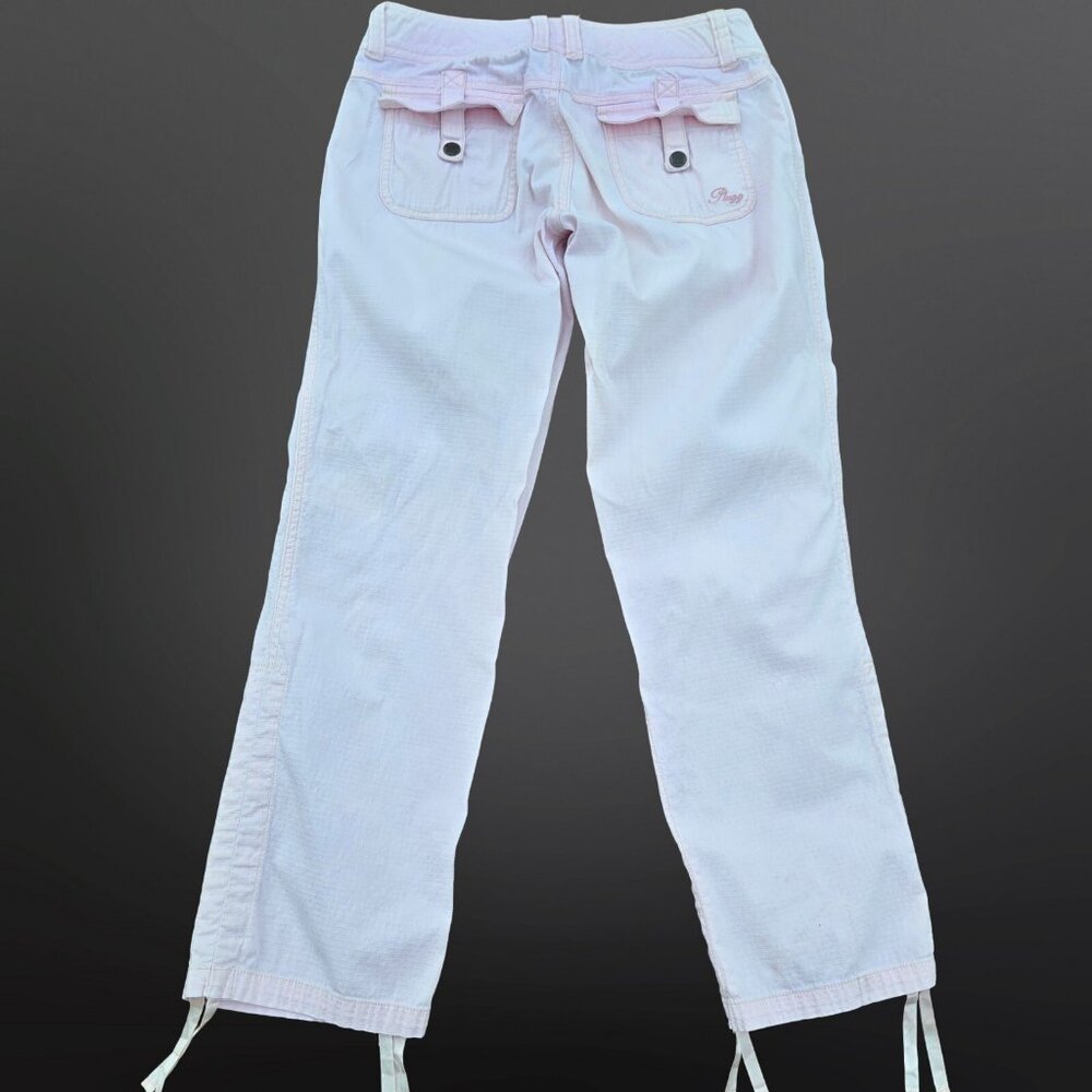 Y2K Plugg Cropped Cargo Pants Size 0 Pastel Pink Low Rise Rave Festival Punk